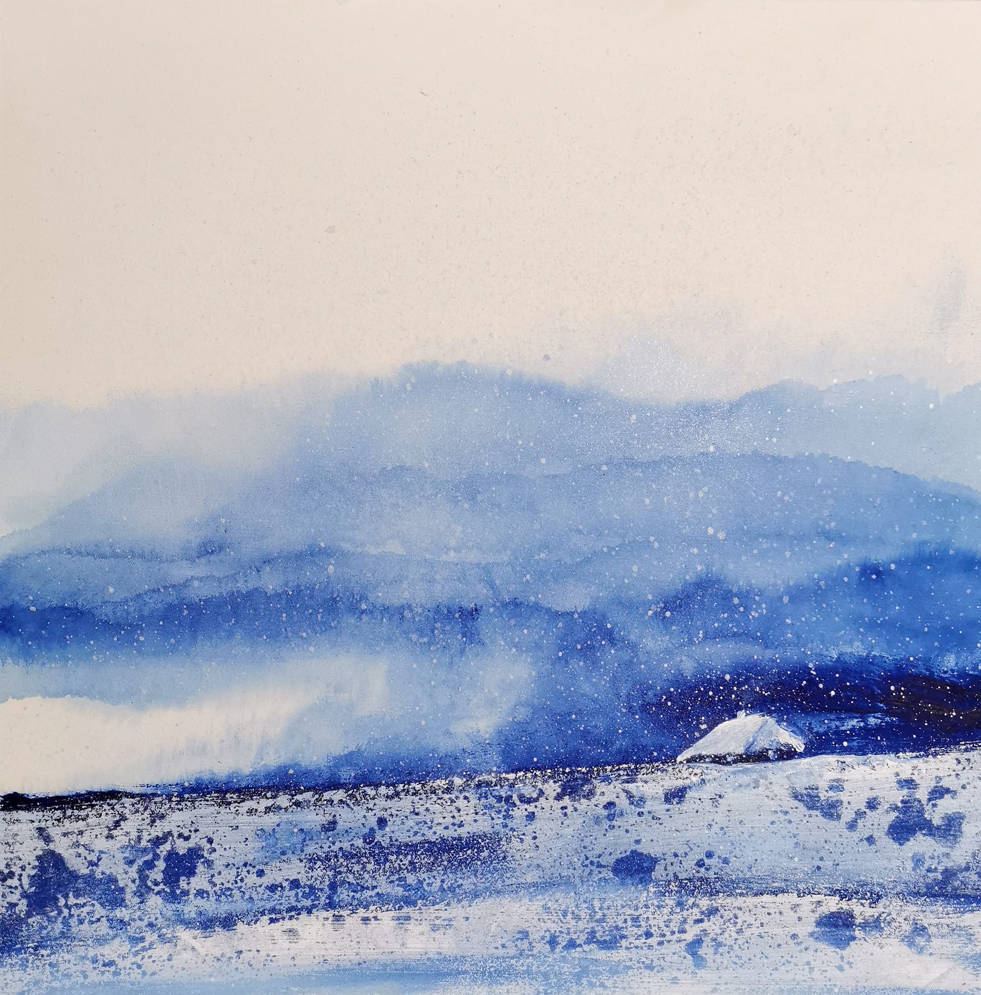 
"Zimowe Bieszczady", akryl na pł&oacute;tnie, 50x50cm. Sprzedany.
